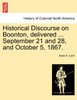 Historical Discourse on Boonton, delivered ... September 21 and 28, and October 5, 1867.