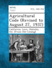 Agricultural Code (Revised to August 27, 1937)