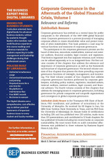Corporate Governance in the Aftermath of the Global Financial Crisis, Volume I Corporate Governance in the Aftermath of the Global Financial Crisis, Volume I