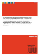 The quest for international criminal liability with regard to corporations The quest for international criminal liability with regard to corporations