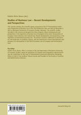 Studies of Business Law - Recent Developments and Perspectives