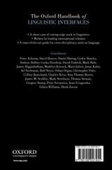 The Oxford Handbook of Linguistic Interfaces The Oxford Handbook of Linguistic Interfaces