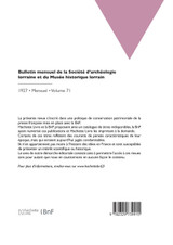 Bulletin mensuel de la Société d'archéologie lorraine et du Musée historique lorrain Bulletin mensuel de la Société d'archéologie lorraine et du Musée historique lorrain