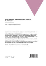 Revue des cours scientifiques de la France et de l'étranger Revue des cours scientifiques de la France et de l'étranger