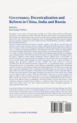 Governance, Decentralization and Reform in China, India and Russia