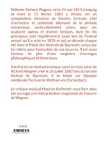 Parsifal, de Richard Wagner Parsifal, de Richard Wagner