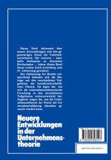 Neuere Entwicklungen in Der Unternehmenstheorie Neuere Entwicklungen in Der Unternehmenstheorie
