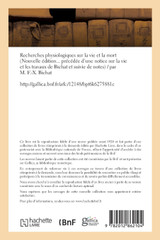 Recherches physiologiques sur la vie et la mort (Éd.1852) Recherches physiologiques sur la vie et la mort (Éd.1852)