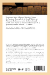 Grammaire arabe (idiome d'Algérie), à l'usage de l'armée et des employés civils de l'Algérie Grammaire arabe (idiome d'Algérie), à l'usage de l'armée et des employés civils de l'Algérie