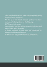 Food Allergen Menu Matrix Food Allergen Menu Matrix