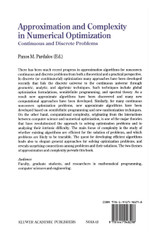 Approximation and Complexity in Numerical Optimization