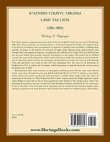Stafford County, Virginia Land Tax Lists, 1782-1805 Stafford County, Virginia Land Tax Lists, 1782-1805