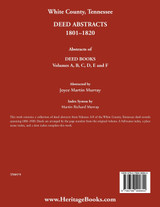 White County, Tennessee Deed Abstracts, 1801-1820. Abstracts of Deed Books Volumes A, B, C, D, E and F
