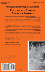 Culture and African American Politics Culture and African American Politics