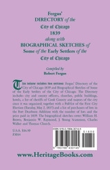 Fergus' Directory of the City of Chicago, 1839, along with Biographical Sketches of Some of the Early Settlers of the City of Chicago