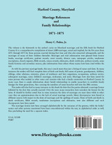 Harford County, Maryland Marriage References and Family Relationships, 1871-1875 Harford County, Maryland Marriage References and Family Relationships, 1871-1875