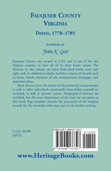 Fauquier County, Virginia Deeds, 1778-1785 Fauquier County, Virginia Deeds, 1778-1785