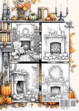 Autumn Fireplaces Coloring Book for Adults