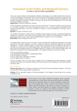 Innovation in the Public and Nonprofit Sectors Innovation in the Public and Nonprofit Sectors