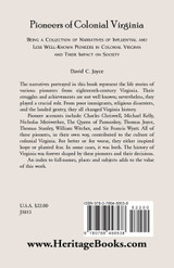 Pioneers of Colonial Virginia Pioneers of Colonial Virginia