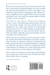 Psychology and Sexual Orientation Psychology and Sexual Orientation