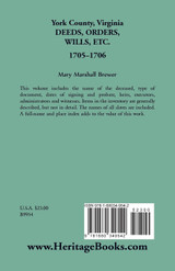 York County, Virginia Deeds, Orders, Wills, Etc., 1705-1706 York County, Virginia Deeds, Orders, Wills, Etc., 1705-1706