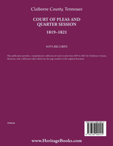 Claiborne County, Tennessee Court of Pleas and Quarter Session, 1819-1821