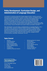 Policy Development, Curriculum Design, and Administration of Language Education