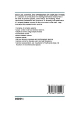 Modeling, Control and Optimization of Complex Systems Modeling, Control and Optimization of Complex Systems