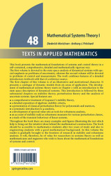 Mathematical Systems Theory I