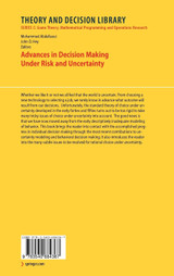 Advances in Decision Making Under Risk and Uncertainty