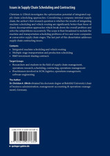 Issues in Supply Chain Scheduling and Contracting Issues in Supply Chain Scheduling and Contracting