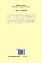 Eduard Gans and the Hegelian Philosophy of Law