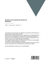 Annales de la Faculté des lettres de Bordeaux Annales de la Faculté des lettres de Bordeaux