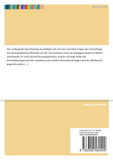 Auswirkungen des demographischen Wandels auf das Personalmanagement. Gängige Analyseverfahren, Herausforderungen und Managing Diversity Auswirkungen des demographischen Wandels auf das Personalmanagement. Gängige Analyseverfahren, Herausforderungen und Managing Diversity