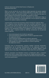 Collective Agreements and Individual Contracts of Employment