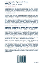 Contemporary Developments in Nuclear Energy Law Contemporary Developments in Nuclear Energy Law