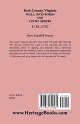 York County, Virginia Wills, Inventories and Court Orders, 1732-1737 York County, Virginia Wills, Inventories and Court Orders, 1732-1737