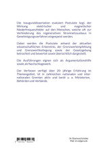 Schutz und Vorsorge der Bevölkerung in Deutschland vor unzulässigen elektrischen und magnetischen Niederfrequenzfeldern durch Leitungen und Anlagen der öffentlichen Stromversorgung sowie Evaluation gesundheitsbezogener Postulate zur Verhinderung des
