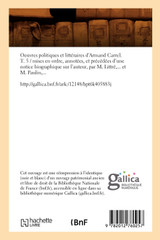 Oeuvres politiques et littéraires d'Armand Carrel. T. 5 (Éd.1857-1859) Oeuvres politiques et littéraires d'Armand Carrel. T. 5 (Éd.1857-1859)