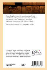 Appendix ad monumenta sex priorum ecclesiae saeculorum. T1 (Éd.1849-1850) Appendix ad monumenta sex priorum ecclesiae saeculorum. T1 (Éd.1849-1850)