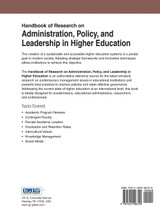 Handbook of Research on Administration, Policy, and Leadership in Higher Education Handbook of Research on Administration, Policy, and Leadership in Higher Education