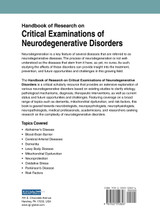 Handbook of Research on Critical Examinations of Neurodegenerative Disorders Handbook of Research on Critical Examinations of Neurodegenerative Disorders