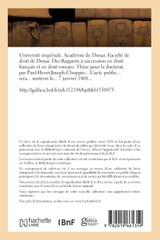 Thèse pour le doctorat. Des Rapports à succession en droit français et en droit romain Thèse pour le doctorat. Des Rapports à succession en droit français et en droit romain