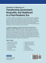 Handbook of Research on Transforming Government, Nonprofits, and Healthcare in a Post-Pandemic Era Handbook of Research on Transforming Government, Nonprofits, and Healthcare in a Post-Pandemic Era