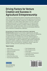 Driving Factors for Venture Creation and Success in Agricultural Entrepreneurship