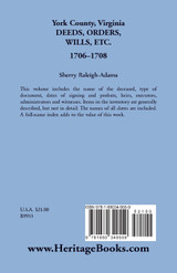 York County, Virginia Deeds, Orders, Wills, Etc., 1706-1708 York County, Virginia Deeds, Orders, Wills, Etc., 1706-1708