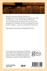 Recueil contenant l'édit de création de la ville de Clermont (Éd.1722)