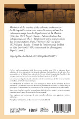 Ministère de la marine et des colonies ordonnance du Roi Ministère de la marine et des colonies ordonnance du Roi