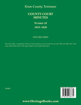 Knox County, Tennessee Court Minutes Number 10, 1819-1820 Knox County, Tennessee Court Minutes Number 10, 1819-1820